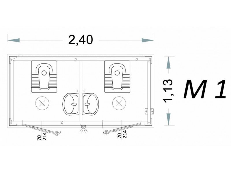 Cabina Prefabbricata Uso Bagno 2 Metri – M1 – C2