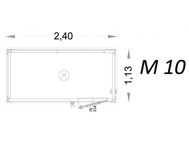 Vorfertige Kabine 2 m M10 C2 mit Aluminiumtüren und Lichtanschluss