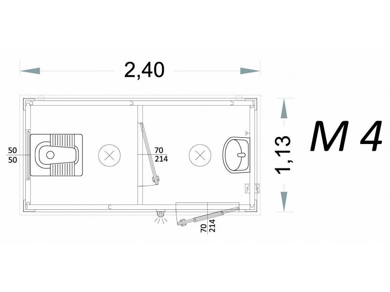 Cabina Prefabbricata Bagno 2 m M4 Modello C2 Unità