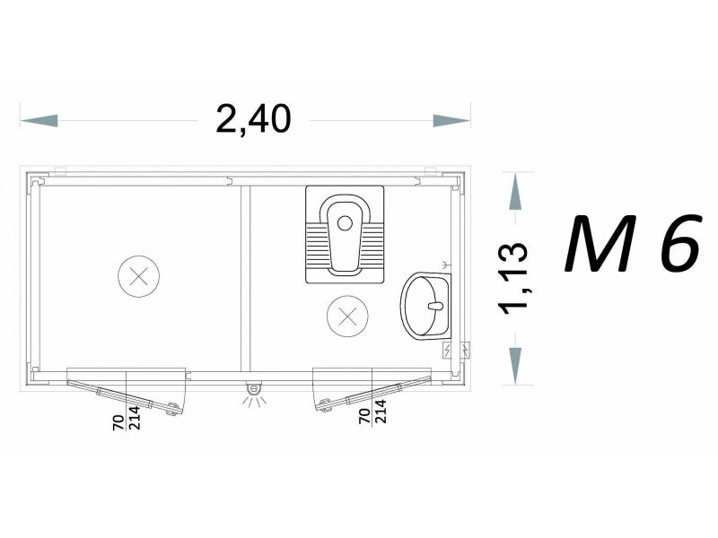 Cabina Prefabbricata Uso Bagno 2 Metri Modello M6 C2