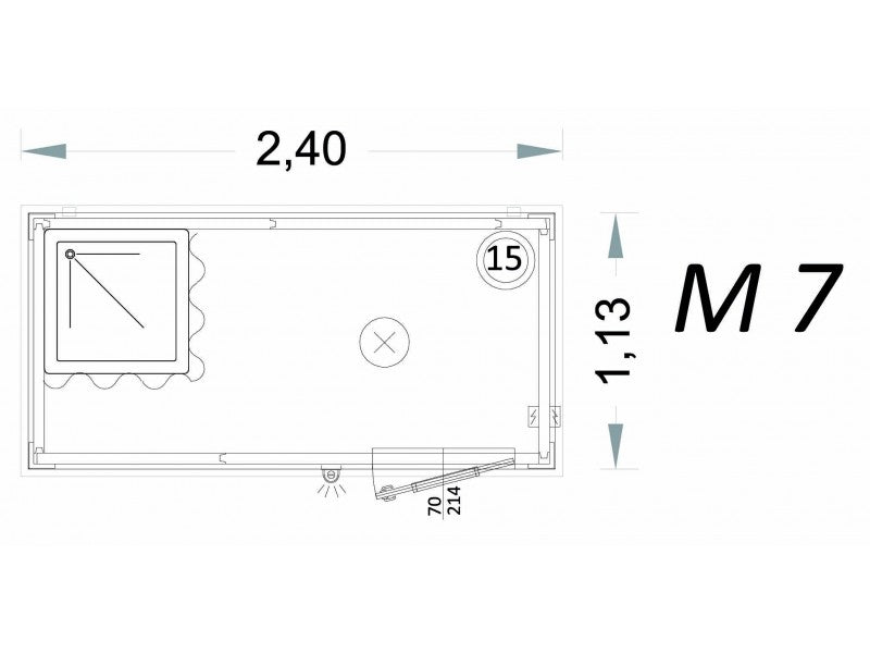 Cabina Prefabbricata Uso Doccia 2 Metri M7 C2