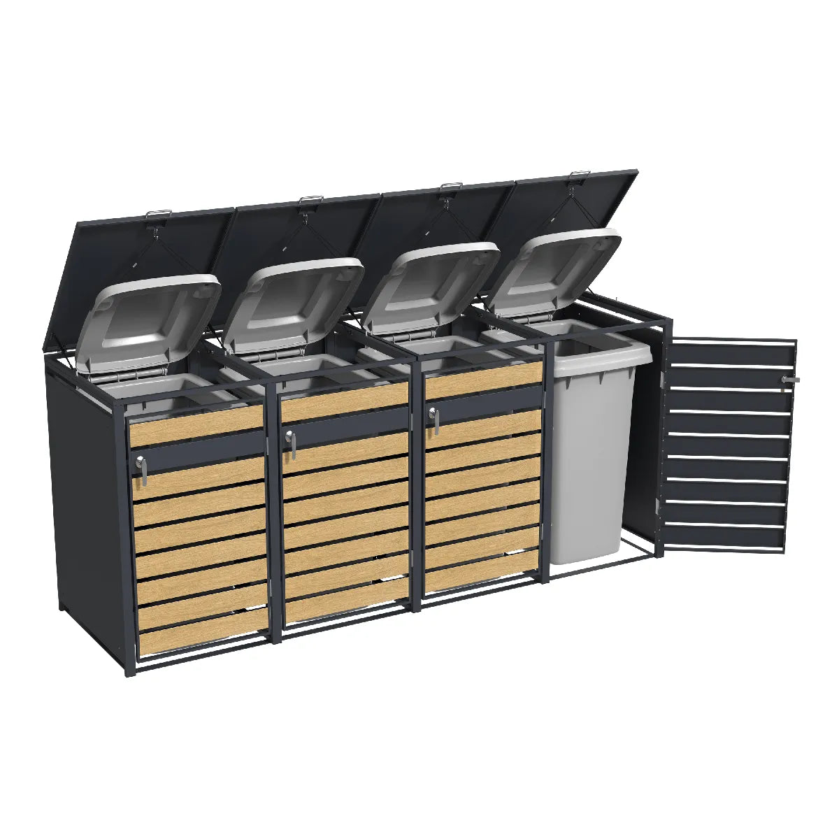 Axi House Cubo de Basura Galvanizado 132x80x116 cm 240 L