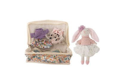 Luxusbetten24 Luna Stoffpuppe mit Tasche Buntes Polyester Rosé