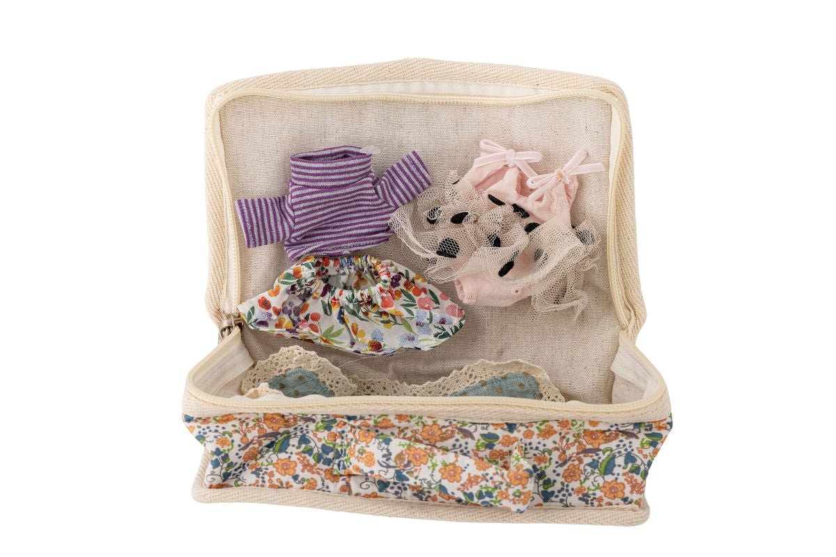 Luxusbetten24 Luna Stoffpuppe mit Tasche Buntes Polyester Rosé