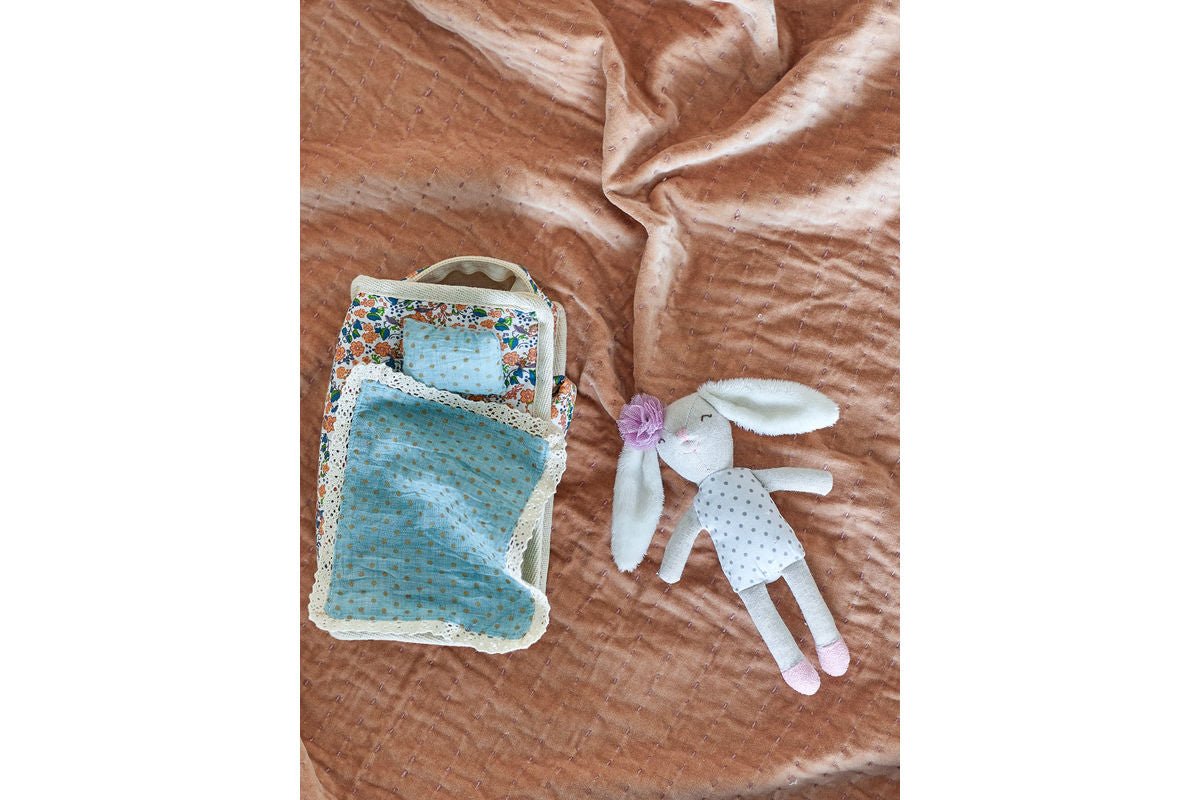 Luxusbetten24 Luna Stoffpuppe mit Tasche Buntes Polyester Rosé