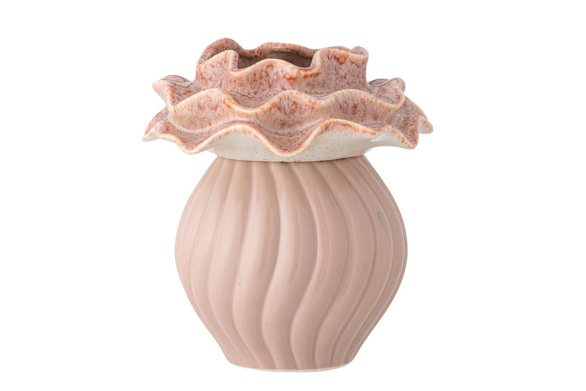Luxusbetten24 Rosélia Vase – Roséfarbenes Steingut für Wohnzimmer Dekorativ