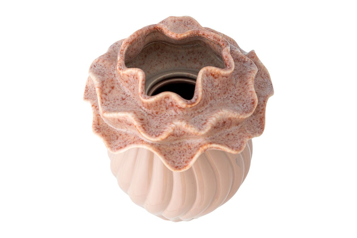 Luxusbetten24 Rosélia Vase – Roséfarbenes Steingut für Wohnzimmer Dekorativ