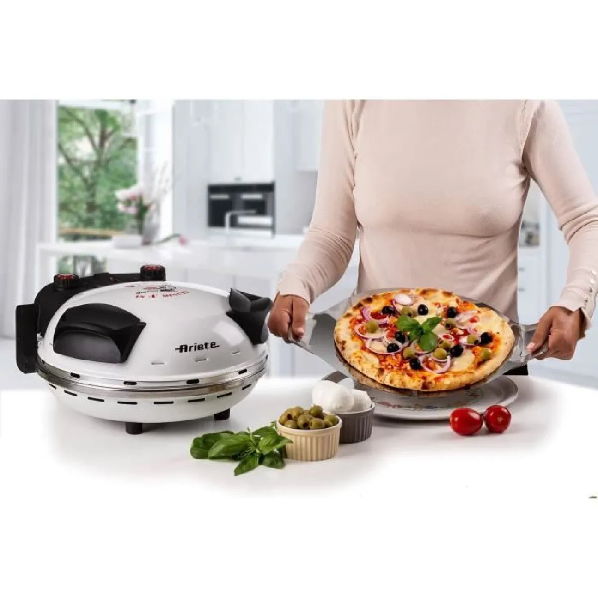 Ariete Horno de Pizza Eléctrico Piedra Refractaria Blanco