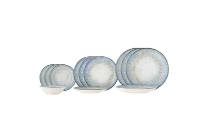 Modernes Geschirrset Arolyn, Blau, Steingut (Set aus 3x4 Teilen)