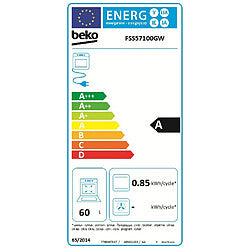 Beko FSS57100GW Cocina Vitrocerámica 4 Quemadores Horno 60 L Blanco