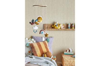 Luxusbetten24 Mobile Luma – Sanftes Baby-Mobile mit Sonne, Mond & Wolken