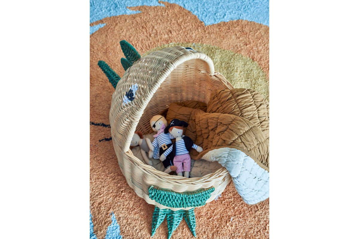 Luxusbetten24 Sino Dinosaurierkorb Aufbewahrungskorb aus Rattan Design, Braun