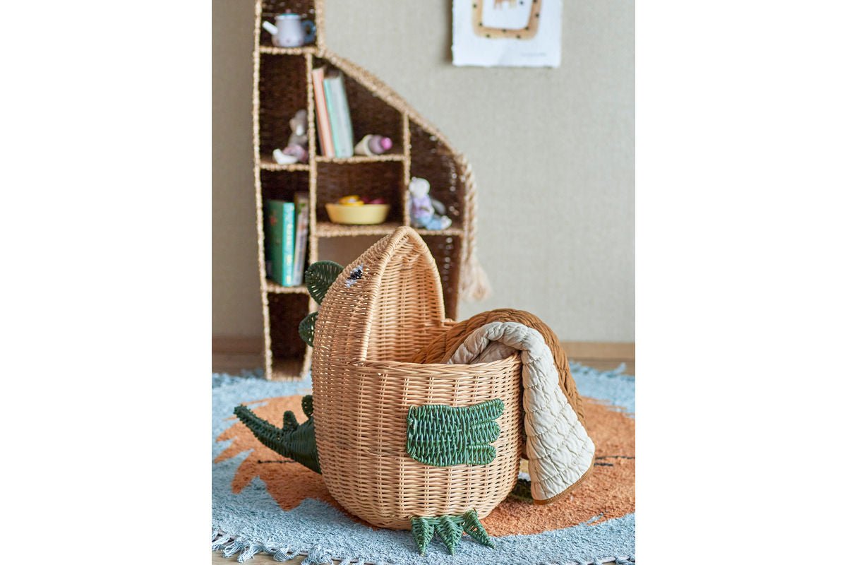 Luxusbetten24 Sino Dinosaurierkorb Aufbewahrungskorb aus Rattan Design, Braun