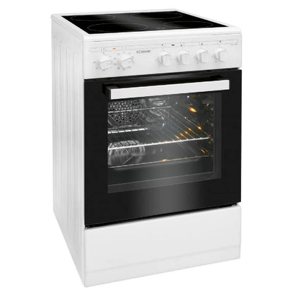 Bomann EHC7939 Cocina Vitrocerámica Blanca 4 Quemadores Horno 43L