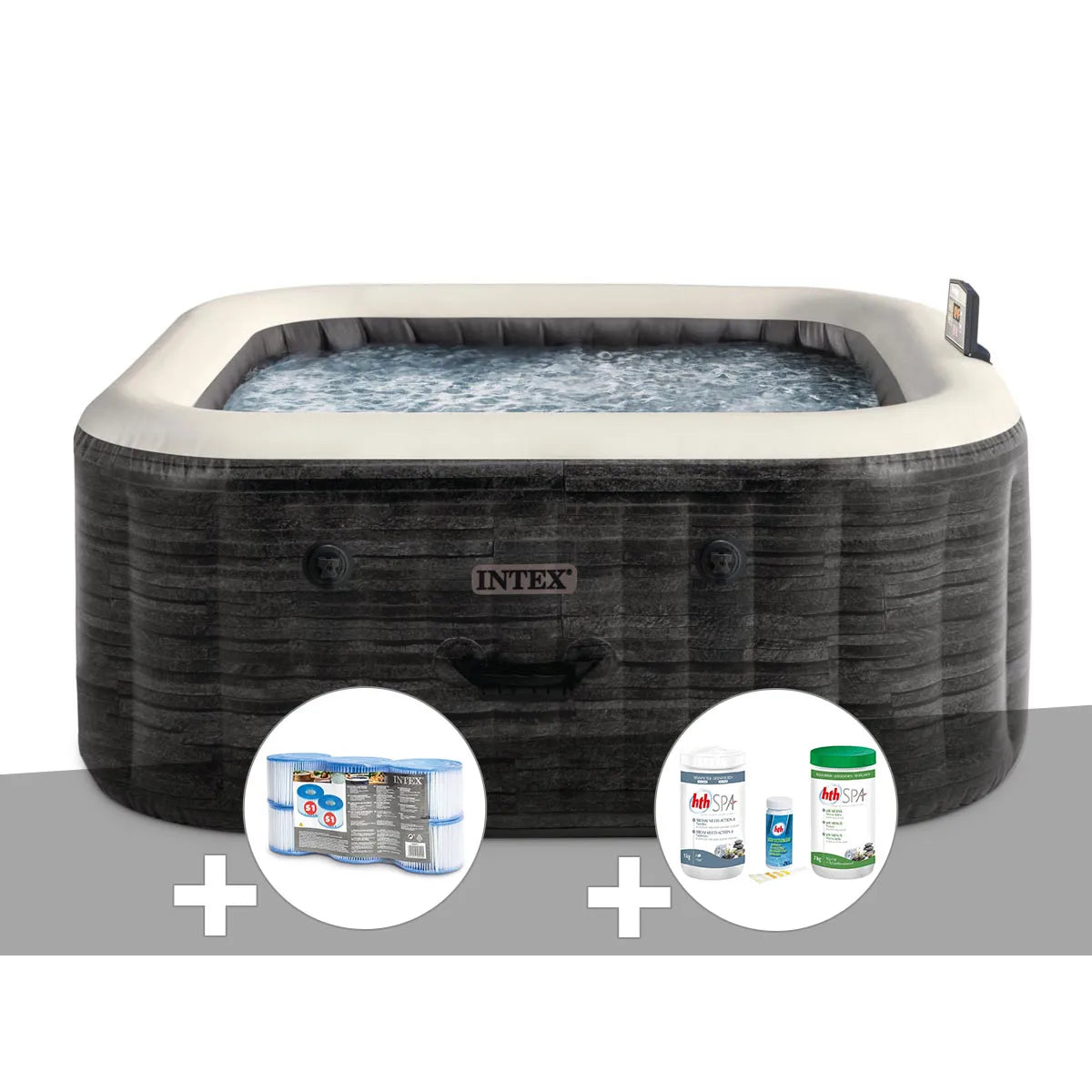 Kit Spa Gonflable Intex PureSpa Ardoise Carré Bulles 4 Places MKR00014316450