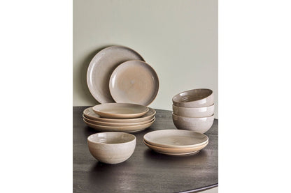 Luxusbetten24 Jessi Geschirrset Nordisches Design Grau Komplett 12‑teilig