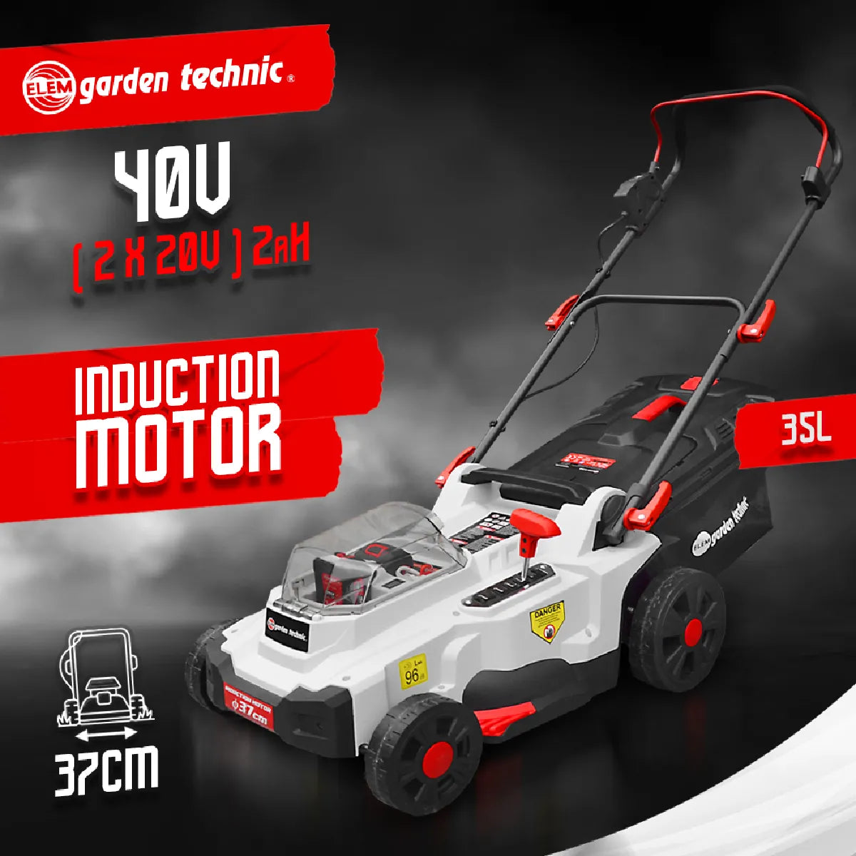 Elem Garden Technic 40V Cortacésped Eléctrico Baterías 4 Ah