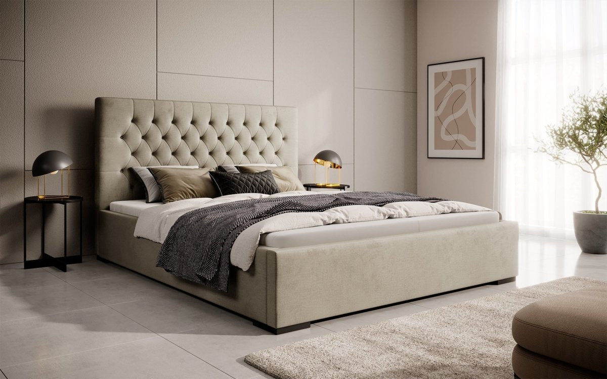 Designer Polsterbett Chester mit Stauraum, Modernes Design