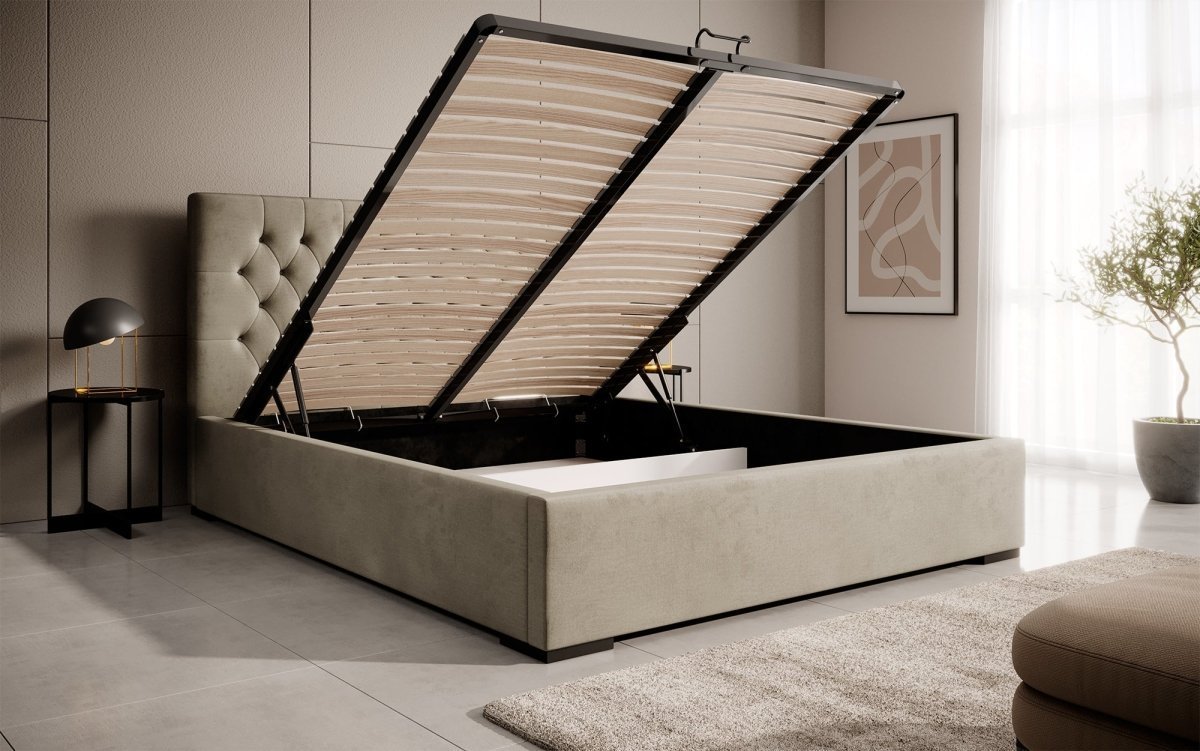 Designer Polsterbett Chester mit Stauraum, Modernes Design