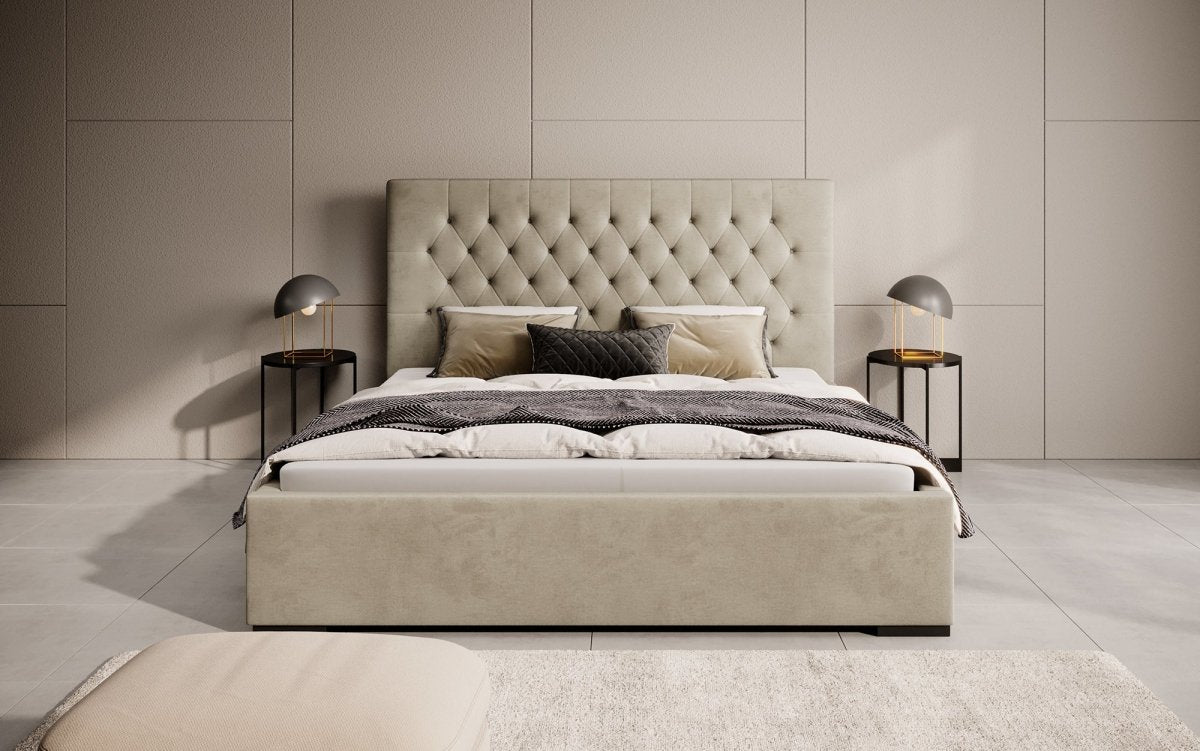 Designer Polsterbett Chester mit Stauraum, Modernes Design