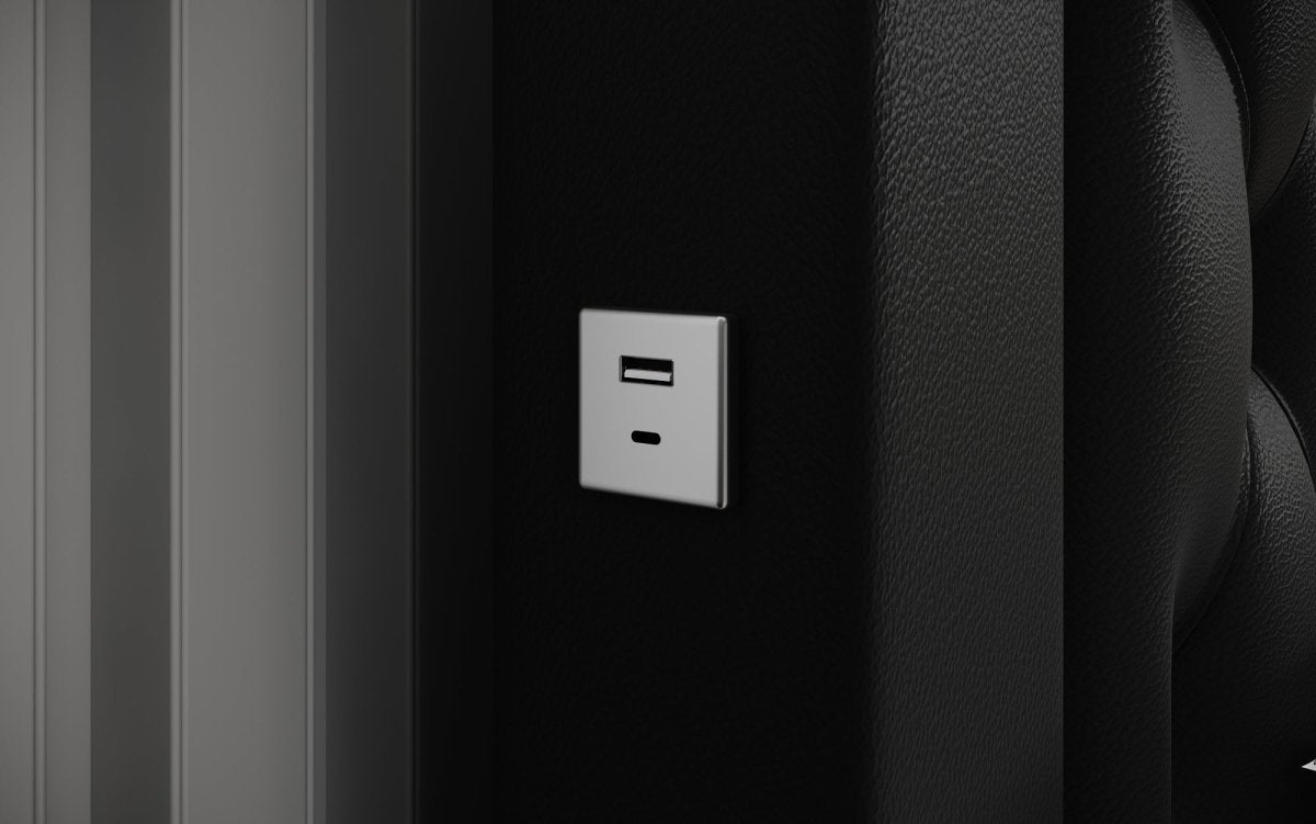 Infinity Designer Polsterbett mit RGB, USB und Stauraum, 140x200, Grau