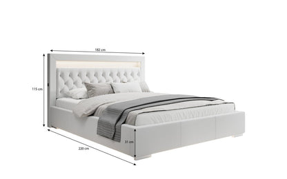 Infinity Designer Polsterbett mit RGB, USB und Stauraum, 140x200, Grau