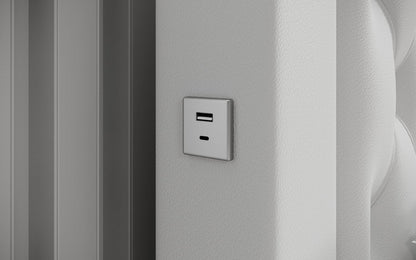 Infinity Designer Polsterbett mit RGB, USB und Stauraum, 140x200, Grau
