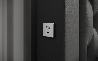 Infinity Designer Polsterbett mit RGB, USB und Stauraum, 140x200, Grau