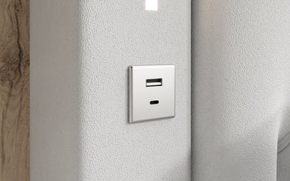 Designer Polsterbett Relina inkl. RGB, USB und Stauraum