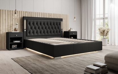 Luxusbetten24 Designer Polsterbett Rio inkl. RGB, USB und Stauraum