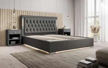 Luxusbetten24 Designer Polsterbett Rio inkl. RGB, USB und Stauraum