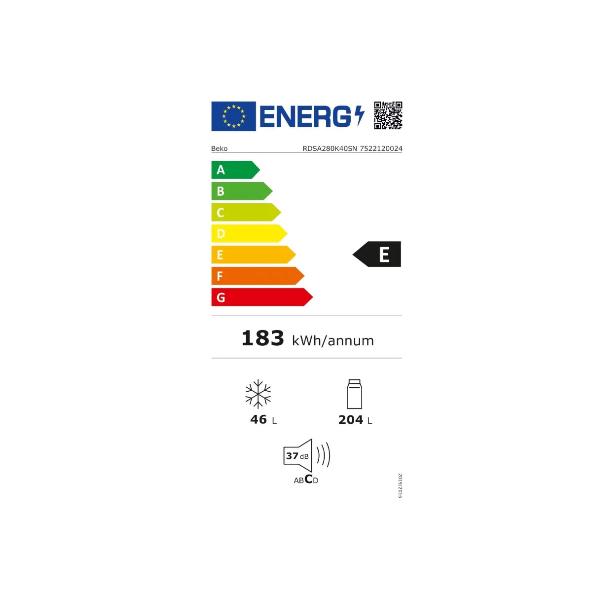 Beko RDSA280K40SN Refrigerador 250L Inox
