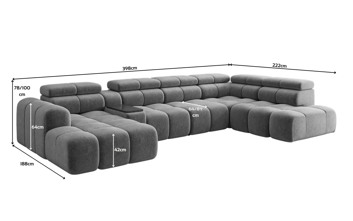 Luxusbetten24 Mia Wohnlandschaft – Elektrische Sitzerweiterung, Chenille, Diverse Farben
