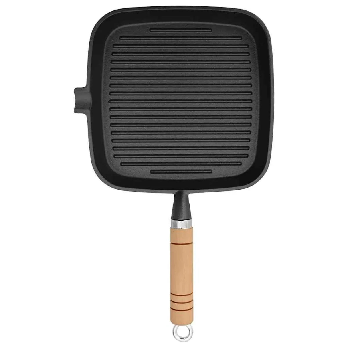 Poêle Grill Fonte Manche Bois VidaXL Noir MKR00000207362