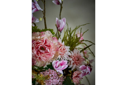 Künstlicher Blumenstrauß Rosalie – Blüten in Rosa- und Grüntönen