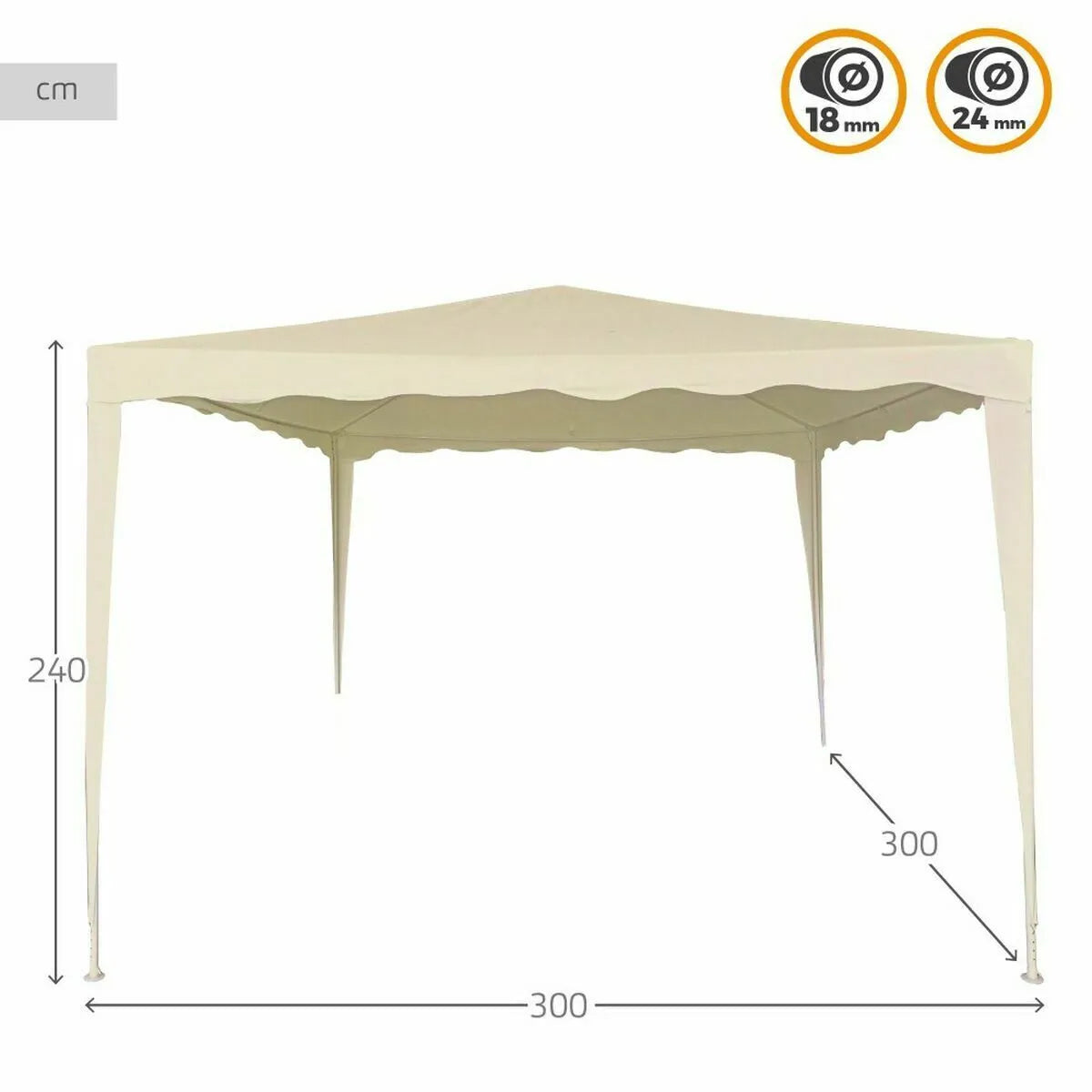 Aktive Pergola Carpa Crema 3x3 M Estructura Acero Tela Retráctil