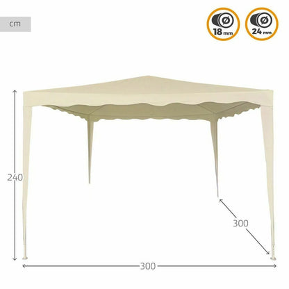 Aktive Pergola Carpa Crema 3x3 M Estructura Acero Tela Retráctil