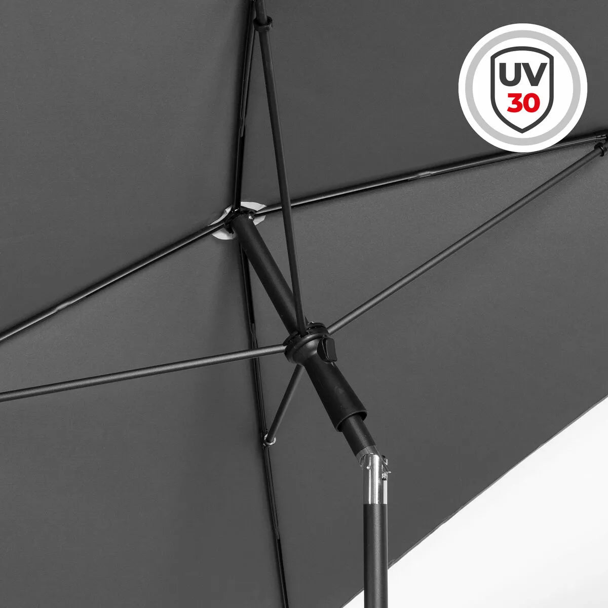 Aktive Parasol Cuadrado de Jardín Gris Con Mástil Centrado