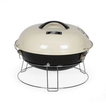 Livoo DOC301 Barbacoa de Carbón 38 cm Beige Acero Esmaltado