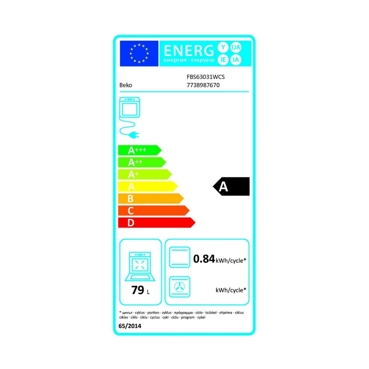 Beko FBS63031WCS Cocina Mixta Blanca 60 cm 79 L