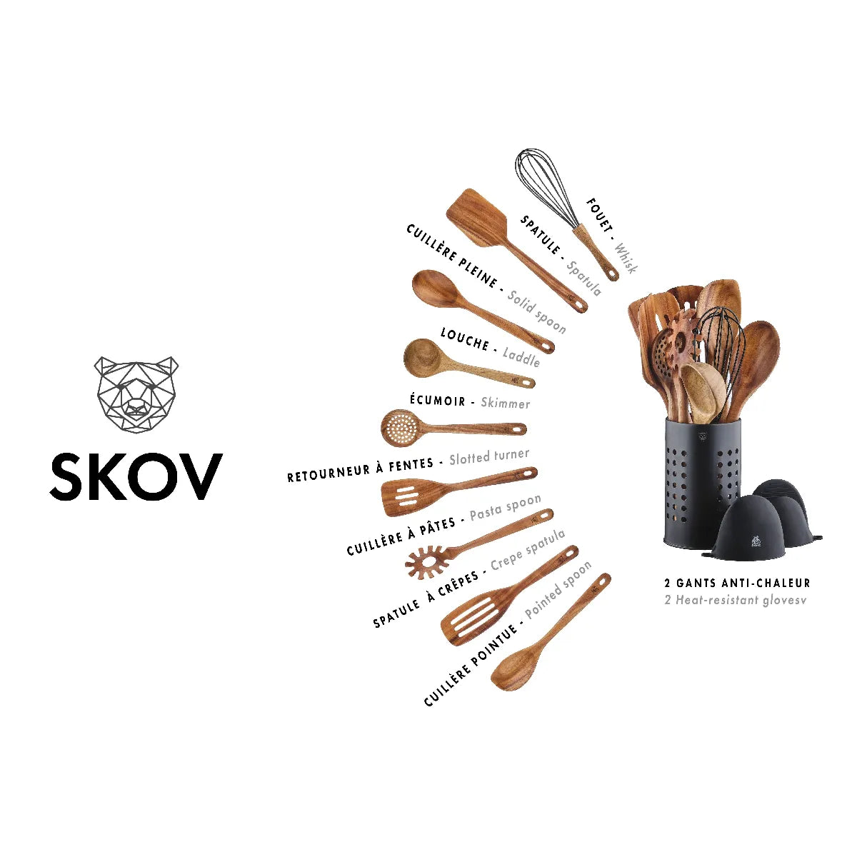 Set d'Ustensiles de Cuisine Bois SKOV Bjorn 12 Pièces MKR00014547170