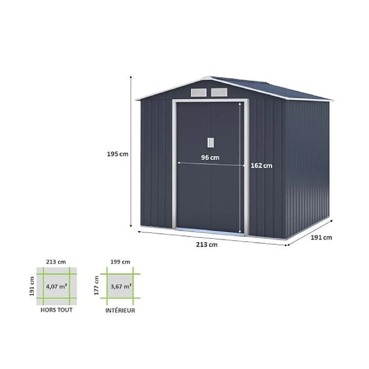 Archer B Cobertizo de Jardín Gris Anthracite 4.07 m²