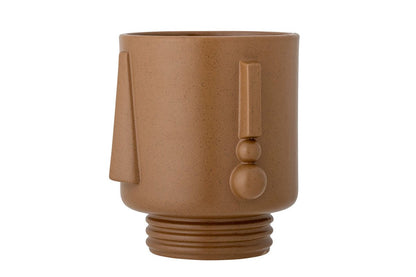 Blumentopf Kairo – Steingutdesign mit Gesichtsdetail in Braun