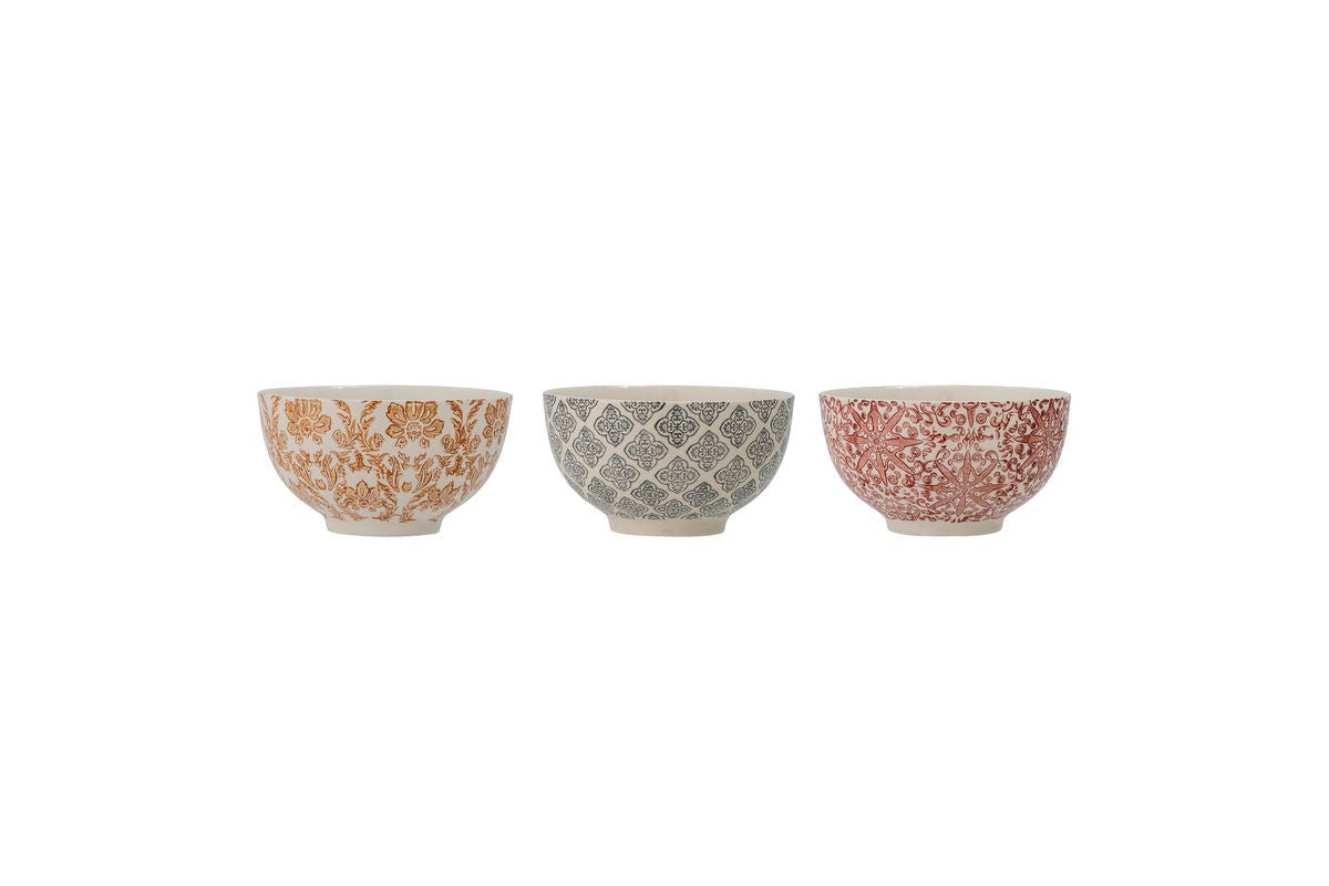 Maru Schalen-Set Steingut Mit Dekorativen Motiven Bunt 3er‑Set