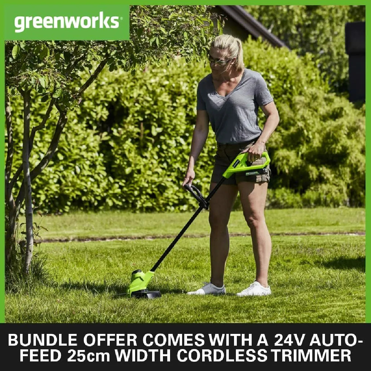 Greenworks Cortacésped a Batería 24 V con Recogedor 30 L