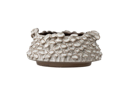 Blumentopf Myra – Skulpturaler Pilzlook in hellem Grau