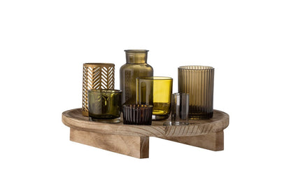 Luxusbetten24 Tablett Heidi – Glas & Holz, 8er-Set mit Teelichthaltern