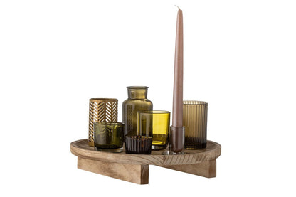 Luxusbetten24 Tablett Heidi – Glas & Holz, 8er-Set mit Teelichthaltern