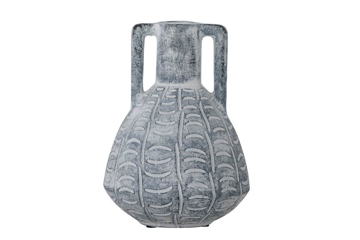 Gresto Elegante Graue Keramikvase, Handgefertigt, Muster, Moderne Wohnzimmerdekoration
