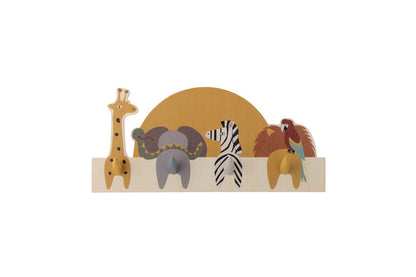 Luxusbetten24 Marlin Wandgarderobe mit Tiermotiven, 4 Haken, Bunt